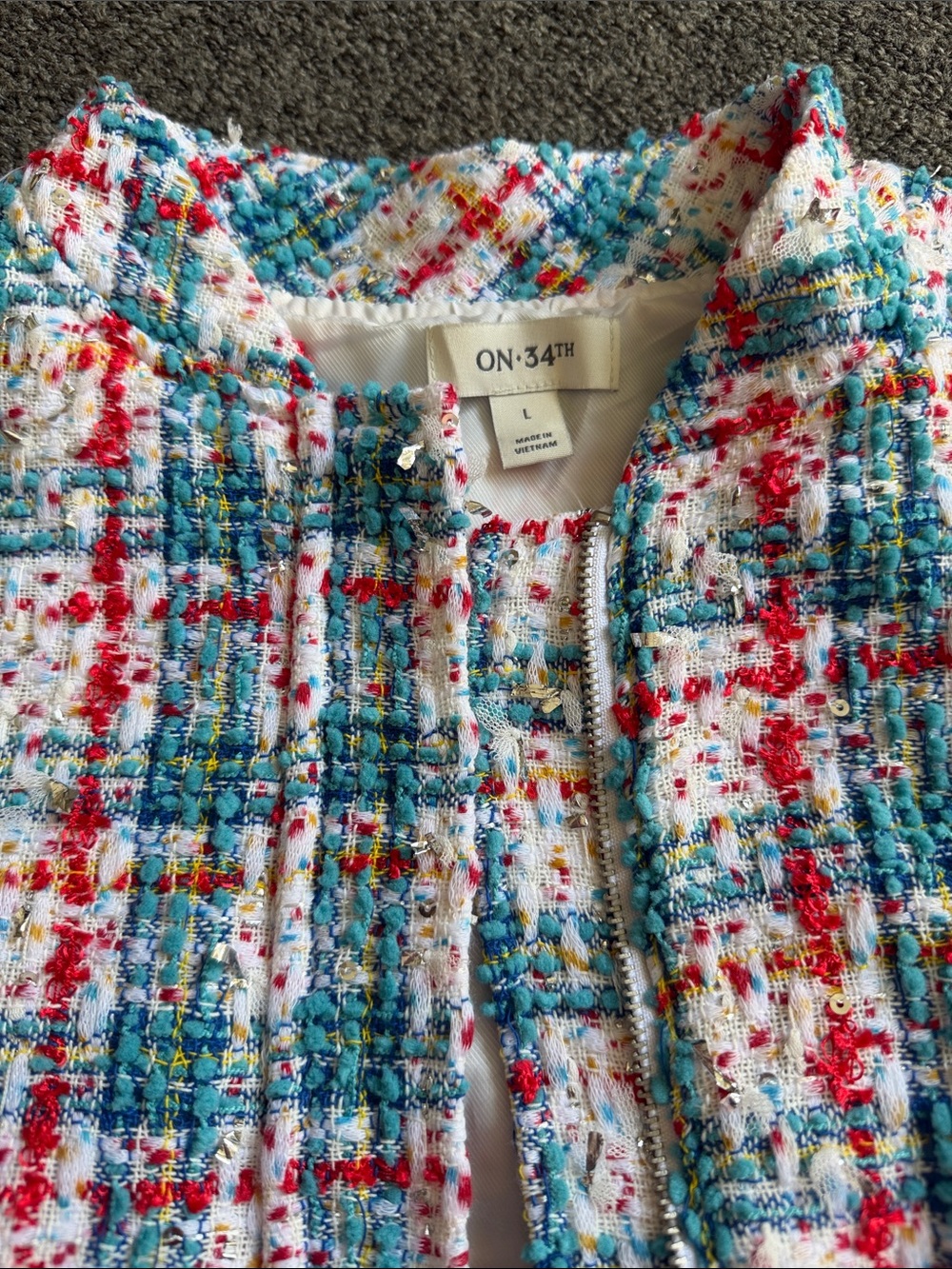 Textured Multi-Color Tweed Jacket - Women's